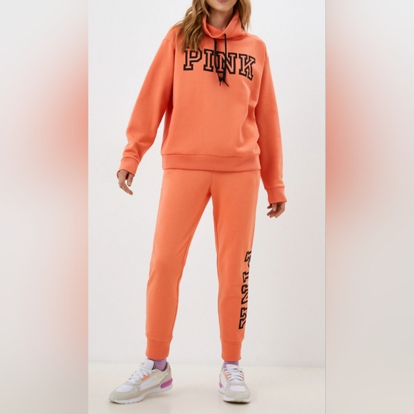 PINK Victoria's Secret Pants - PINK Victoria’s Secret Coral Jogger Set Size Large Vibrant Loungewear
